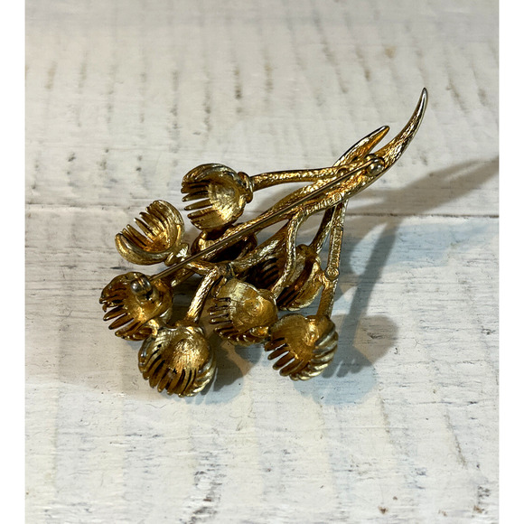 Vintage Boucher Gold Tone Floral Flower Blossom Brooch Pin #81128 - Picture 6 of 8
